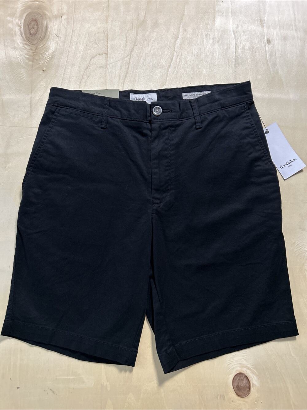 NEW Goodfellow & Co Every Wear Flat Front Shorts Men sz 28 x 9" Chino Black